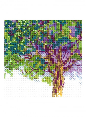 14-Piece Blooming Provence Cross Stitch Kit Purple/Green/White