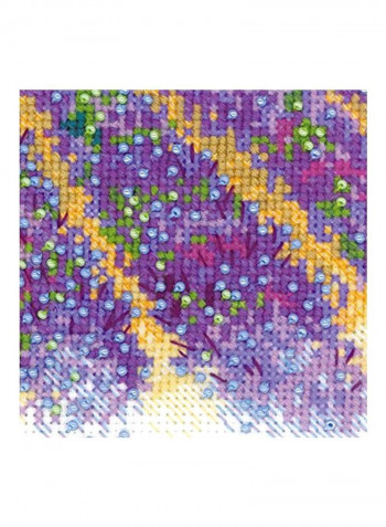 14-Piece Blooming Provence Cross Stitch Kit Purple/Green/White