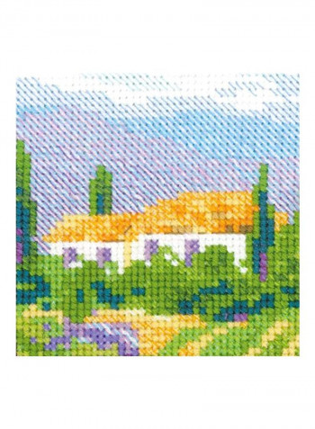 14-Piece Blooming Provence Cross Stitch Kit Purple/Green/White