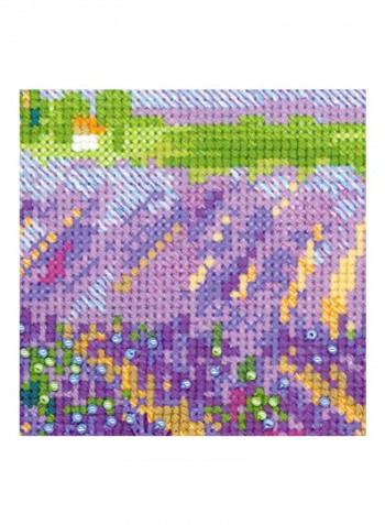 14-Piece Blooming Provence Cross Stitch Kit Purple/Green/White