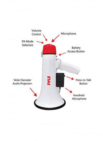 Megaphone Adjustable Speaker PMP40 White/Black/Red