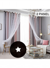 Pack Of 2 Star Blackout Window Curtains Multicolour 53x95inch