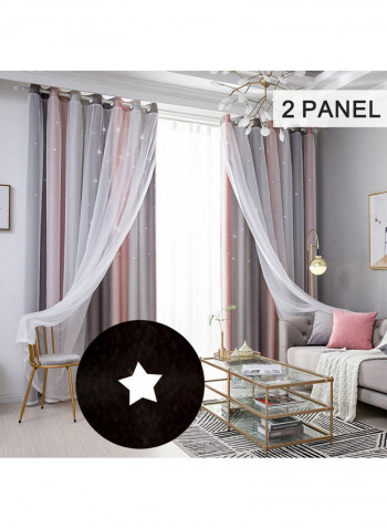 Pack Of 2 Star Blackout Window Curtains Multicolour 53x95inch