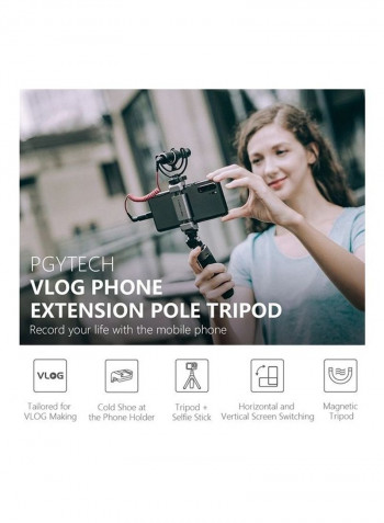 Vlog Phone Tripod Selfie Stick Black