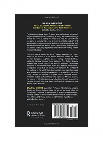 Black Orpheus: Music In African American Fiction From The Harlem Renaissance To Toni Morrison Paperback