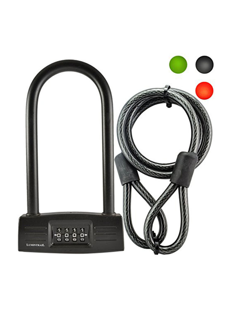 Combination 14mm Bicycle U-Lock With Mounting Bracket 22.86x14.22x2.54inch