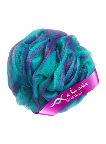 Pack Of 3 Loofah Bath Sponge Blue/Purple