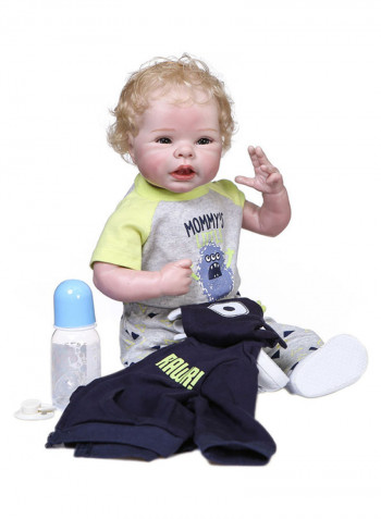 Silicone Baby Doll with Milk Bottle and Pacifier