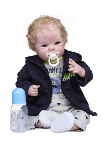 Silicone Baby Doll with Milk Bottle and Pacifier