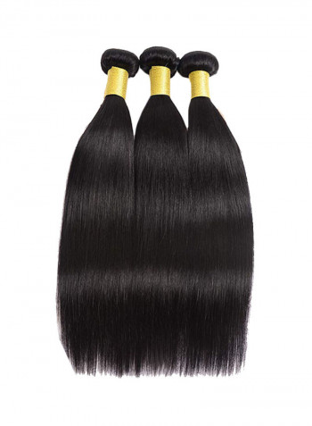 3-Piece Straight Human Hair Extension Black