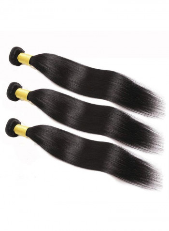 3-Piece Straight Human Hair Extension Black