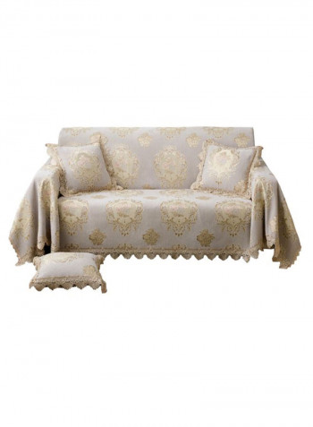 Floral Jacquard Printed Sofa Slipcover Beige/Gold