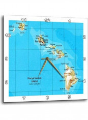 Map Of Hawaiian Islands Picture Wall Clock Multicolour 15inch