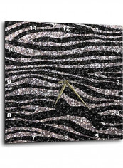 Zebra Print Wall Clock Black/Silver 15x15inch