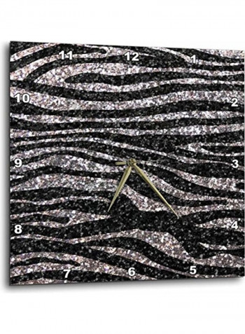 Zebra Print Wall Clock Black/Silver 15x15inch