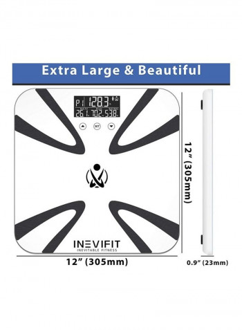 Digital Bathroom Scale White/Black 12x12x0.9inch