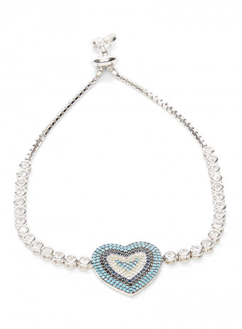 925 Sterling Silver Heart Shape Adjustable Bracelet