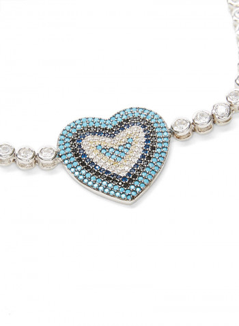 925 Sterling Silver Heart Shape Adjustable Bracelet
