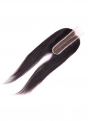 Middle Part Bleached Knots Brazilian Straight Hair Wig Black 18inch