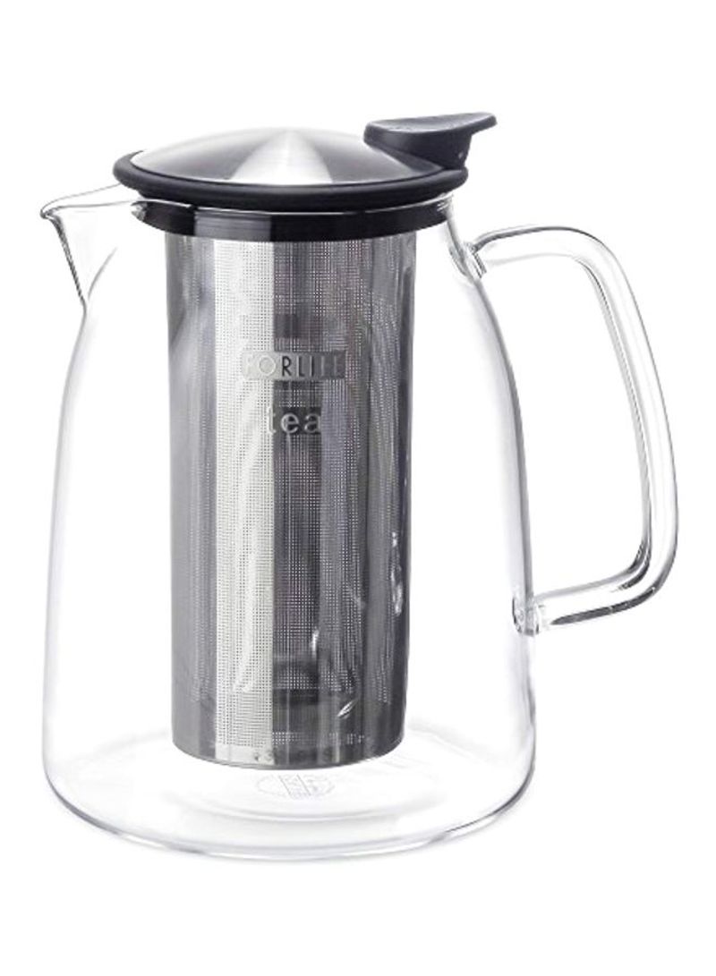 Tea Jug With Basket Infuser Clear/Black Graphite 68ounce