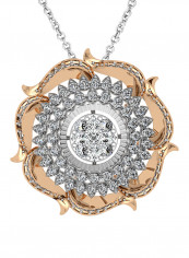 925 Sterling Silver Cubic Zirconia Studded Floral Pendant Necklace