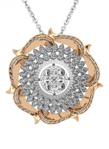 925 Sterling Silver Cubic Zirconia Studded Floral Pendant Necklace