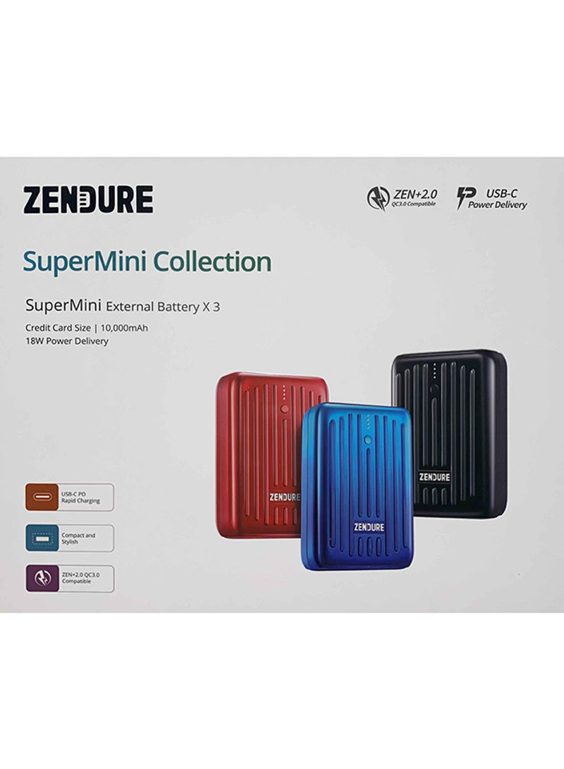 3 Super Mini External PD Technology Power Bank Red/Blue/Black