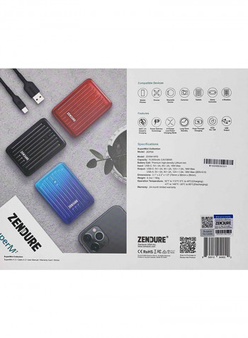 3 Super Mini External PD Technology Power Bank Red/Blue/Black