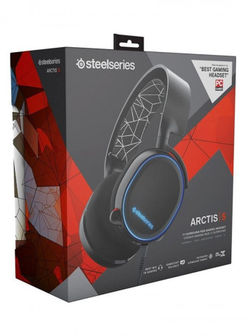 Arctis 5 RGB Illuminated Gaming Headset With DTS 7.1 Surround Black