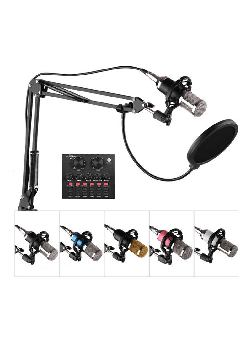 Professional Condenser Microphone Kit With External Sound Card 43*24*9.5cm Multicolor
