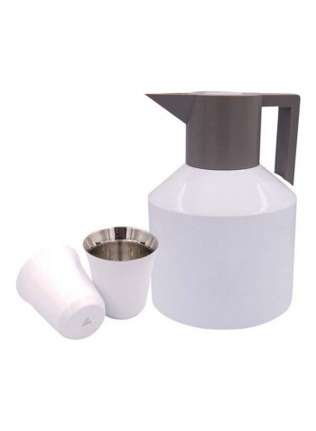 Set Of Pola Stainless Steel Kettle And Cup White 22.3cm