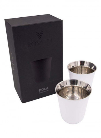 Set Of Pola Stainless Steel Kettle And Cup White 22.3cm