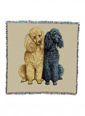 Poodles Printed Throw Blanket With Fringe Brown/Blue/Black 54x54inch
