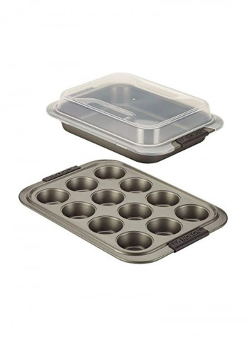 3-Piece Nonstick Bakeware Set Black/Clear