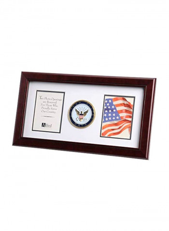 Dual Opening Picture Frame With US Navy Medallion Brown/Blue/Gold 18x10inch