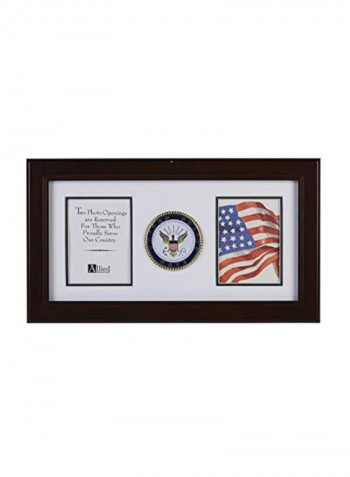 Dual Opening Picture Frame With US Navy Medallion Brown/Blue/Gold 18x10inch