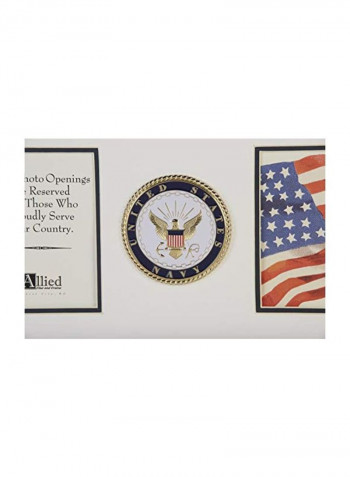Dual Opening Picture Frame With US Navy Medallion Brown/Blue/Gold 18x10inch