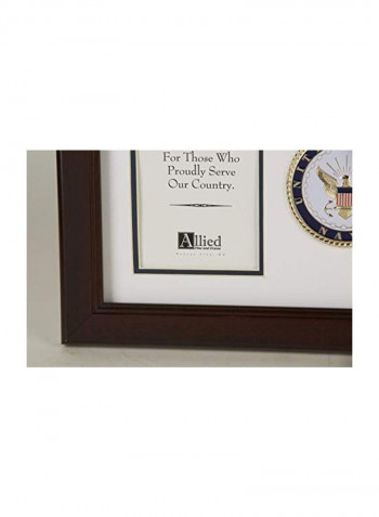 Dual Opening Picture Frame With US Navy Medallion Brown/Blue/Gold 18x10inch