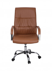Leather Office Chair With Wheels Brown 85x65x85centimeter