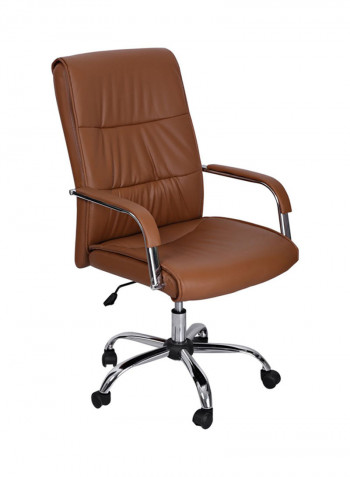 Leather Office Chair With Wheels Brown 85x65x85centimeter