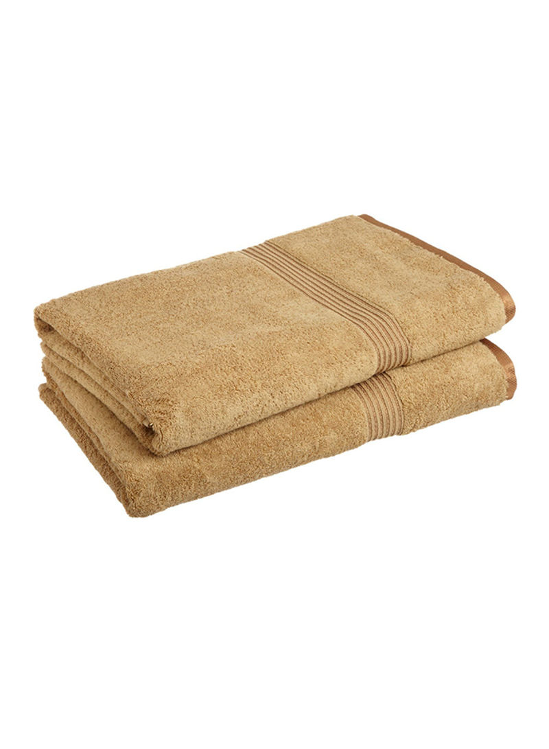 2-Piece Egyptian Cotton Bath Towel Beige 34 x 68inch