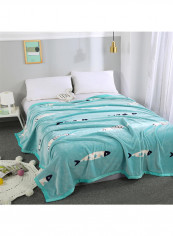 Cartoon Animal Print Flannel Blanket Cotton Green 180x230centimeter