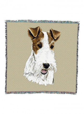 Cotton Throw Blanket Beige/White/Brown
