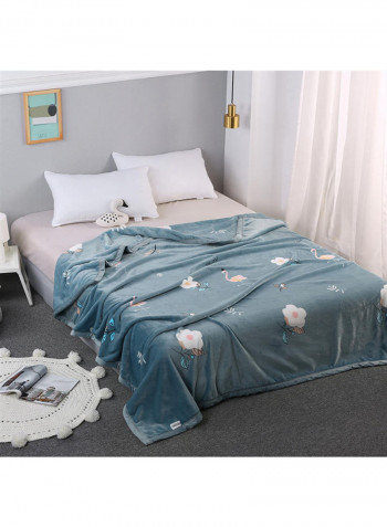 Floral Pattern Flannel Blanket Cotton Multicolour 180x230centimeter