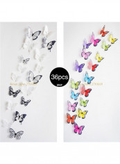 36-Piece 3D Crystal Butterfly Wall Sticker Multicolour