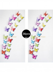 36-Piece 3D Crystal Butterfly Wall Stickers Multicolour