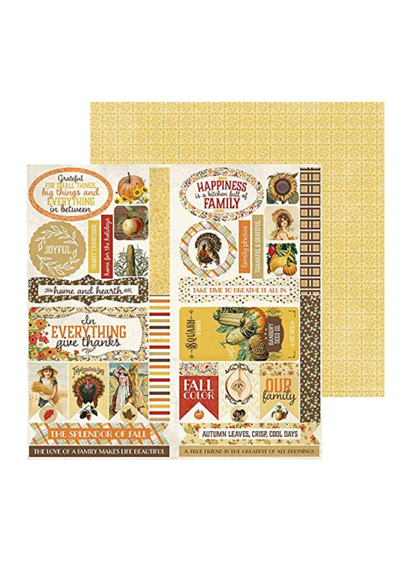 Double Sided Card Stock Die Cut Sheet Yellow/Brown/Red