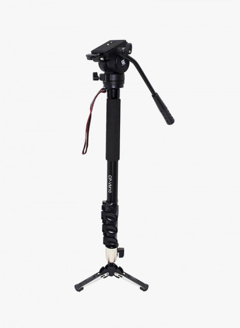 Monopod With Fluid Pan Head Quick Release Plate For Canon Cameras Black