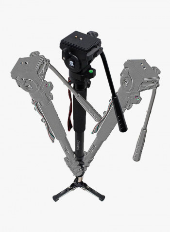Monopod With Fluid Pan Head Quick Release Plate For Canon Cameras Black