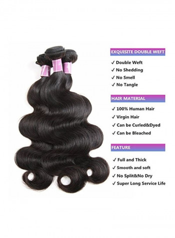 3-Piece Wavy Hair Extension Set Black